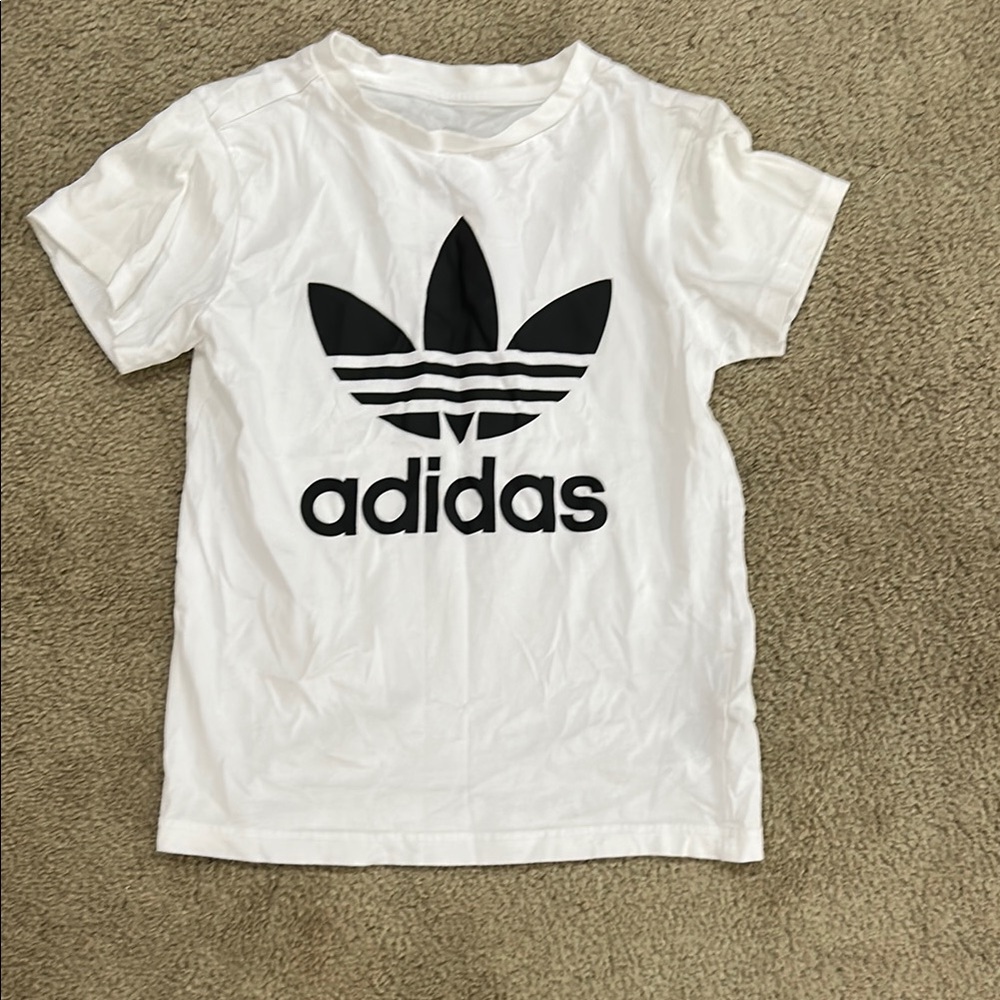 Adidas Kids White and Black Logo T-Shirt